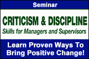 Criticism & Discipline Skills for Managers and Supervisors